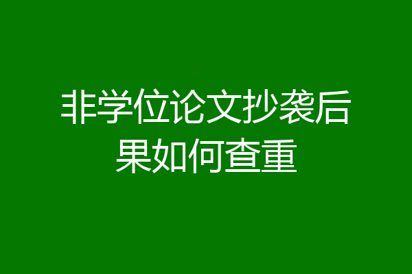 非学位论文抄袭后果如何查重