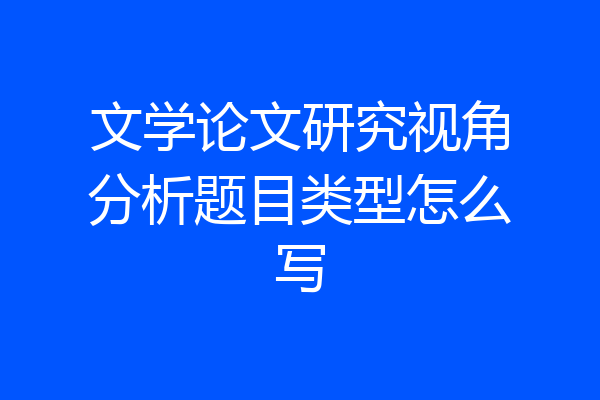 文学论文研究视角分析题目类型怎么写