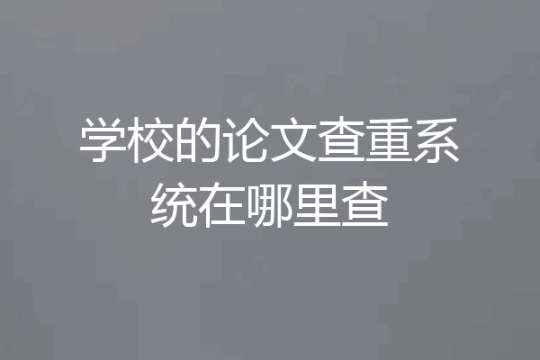学校的论文查重系统在哪里查