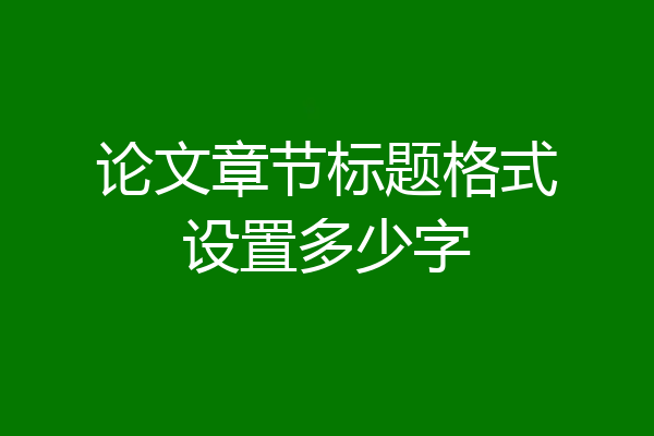 论文章节标题格式设置多少字