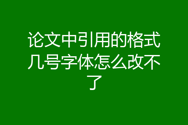 论文中引用的格式几号字体怎么改不了