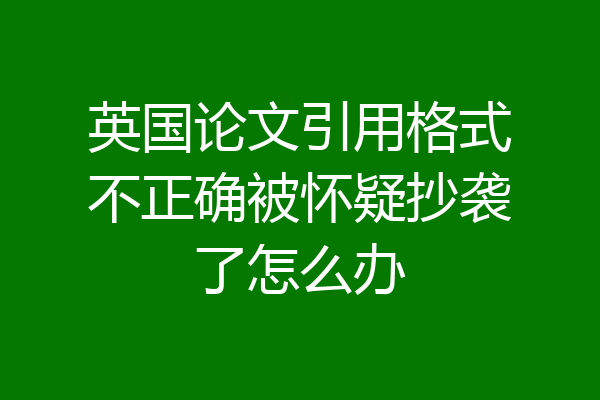 英国论文引用格式不正确被怀疑抄袭了怎么办