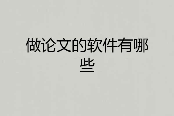 做论文的软件有哪些
