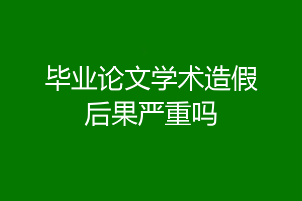毕业论文学术造假后果严重吗