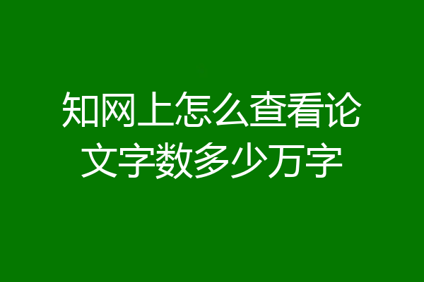 知网上怎么查看论文字数多少万字