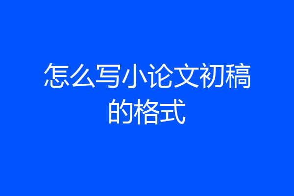 怎么写小论文初稿的格式
