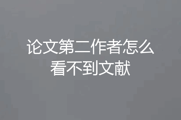 论文第二作者怎么看不到文献