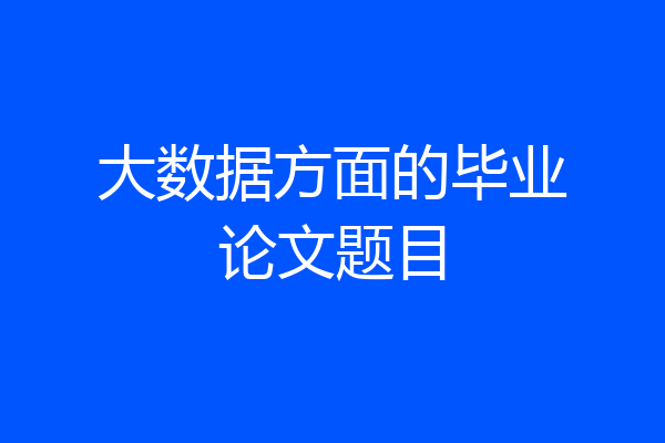 大数据方面的毕业论文题目