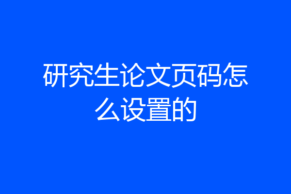 研究生论文页码怎么设置的