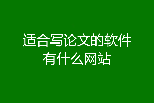 适合写论文的软件有什么网站
