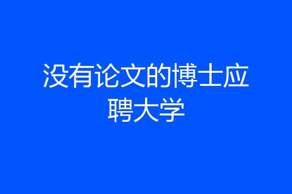 没有论文的博士应聘大学