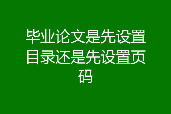 毕业论文是先设置目录还是先设置页码