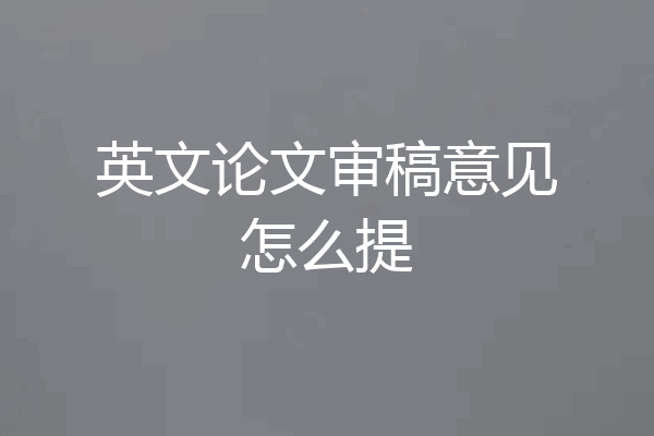 英文论文审稿意见怎么提