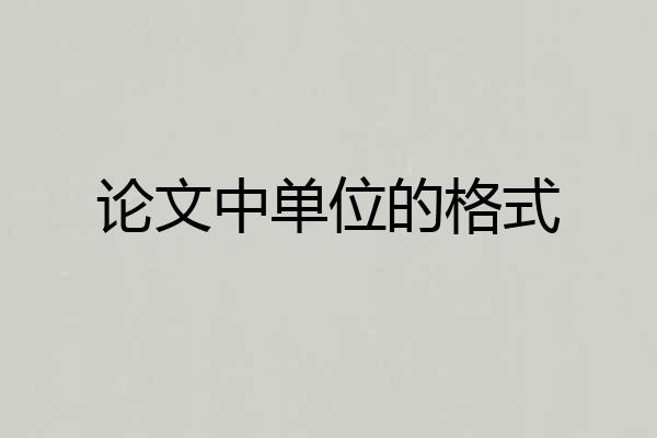 论文中单位的格式