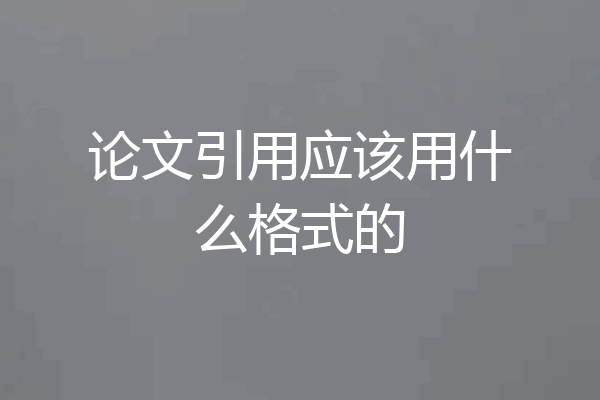 论文引用应该用什么格式的