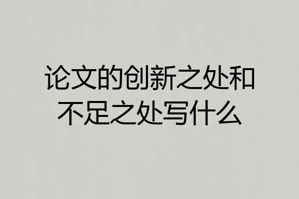 论文的创新之处和不足之处写什么