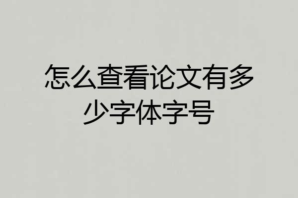 怎么查看论文有多少字体字号