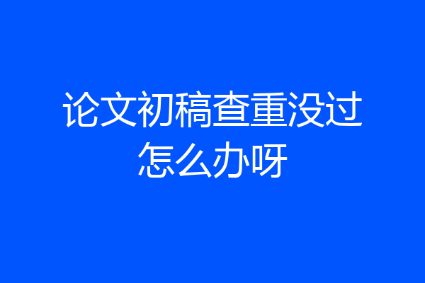 论文初稿查重没过怎么办呀