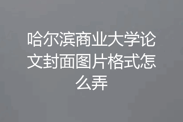 哈尔滨商业大学论文封面图片格式怎么弄