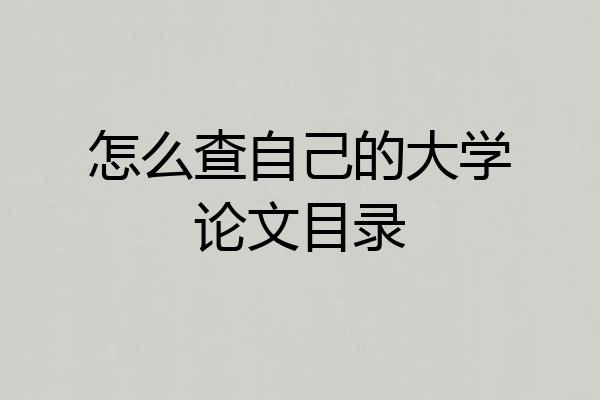 怎么查自己的大学论文目录