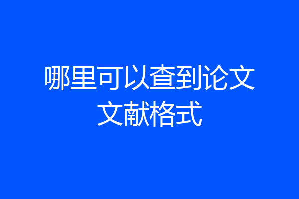 哪里可以查到论文文献格式