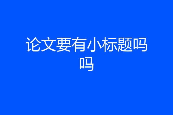 论文要有小标题吗吗