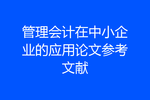 管理会计在中小企业的应用论文参考文献