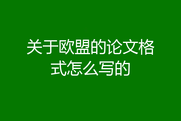 关于欧盟的论文格式怎么写的