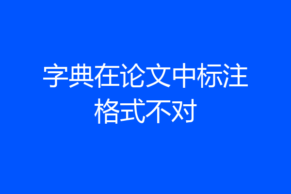 字典在论文中标注格式不对