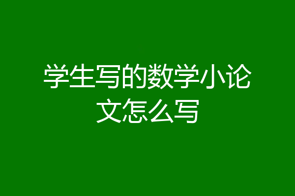 学生写的数学小论文怎么写