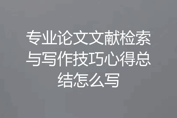 专业论文文献检索与写作技巧心得总结怎么写