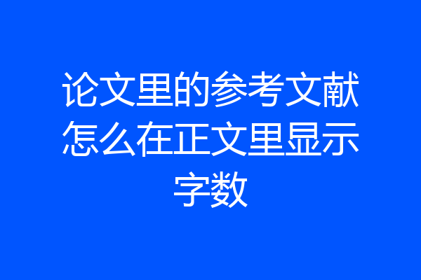 论文里的参考文献怎么在正文里显示字数