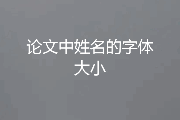 论文中姓名的字体大小