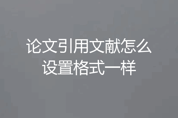 论文引用文献怎么设置格式一样