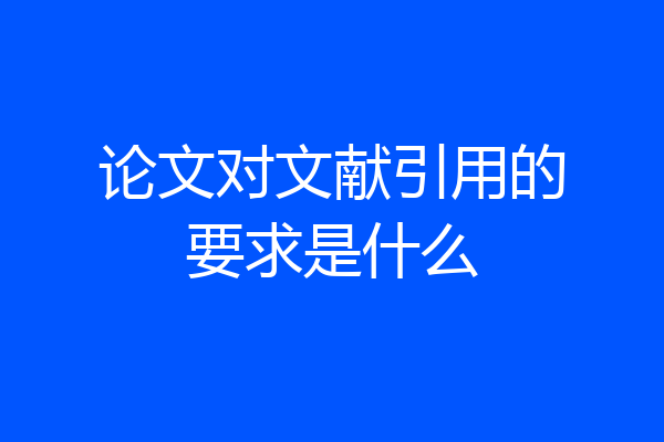 论文对文献引用的要求是什么