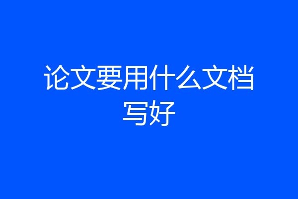 论文要用什么文档写好