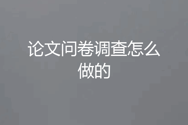 论文问卷调查怎么做的