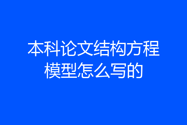 本科论文结构方程模型怎么写的