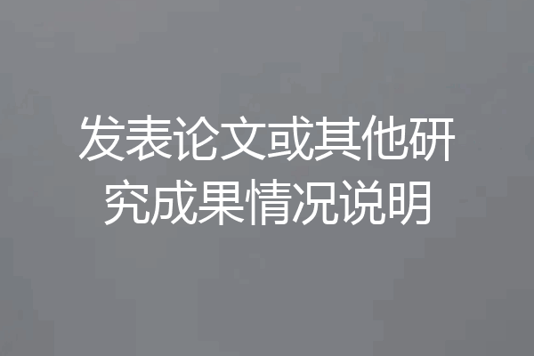 发表论文或其他研究成果情况说明