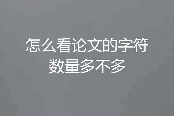 怎么看论文的字符数量多不多