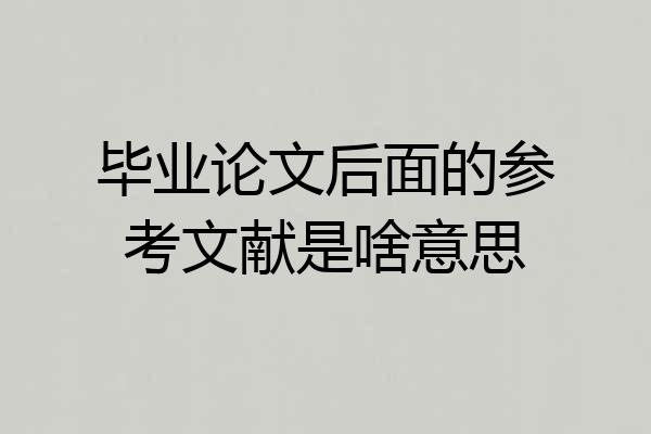 毕业论文后面的参考文献是啥意思