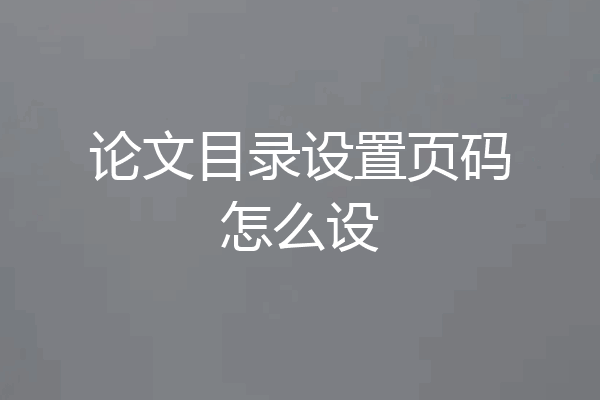 论文目录设置页码怎么设