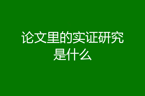 论文里的实证研究是什么