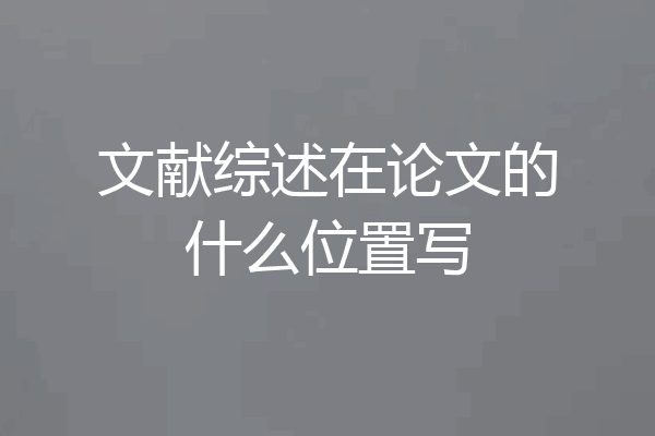 文献综述在论文的什么位置写