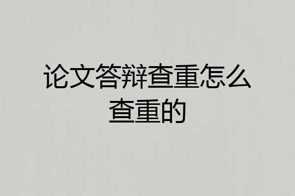 论文答辩查重怎么查重的