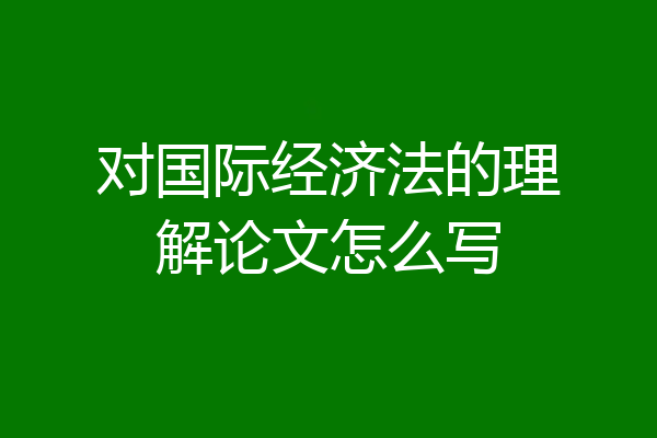 对国际经济法的理解论文怎么写