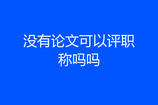 没有论文可以评职称吗吗