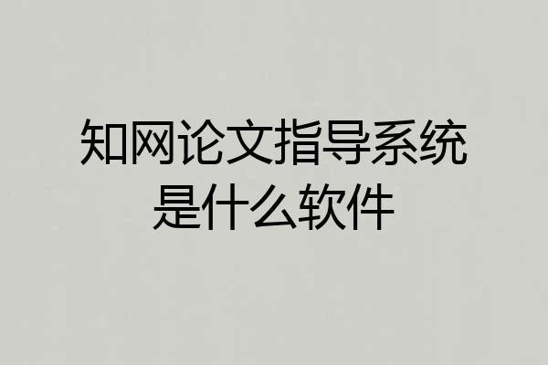 知网论文指导系统是什么软件
