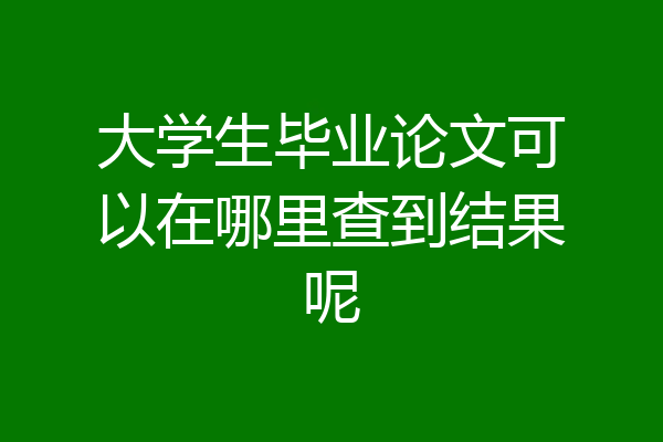大学生毕业论文可以在哪里查到结果呢
