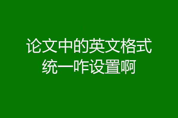 论文中的英文格式统一咋设置啊